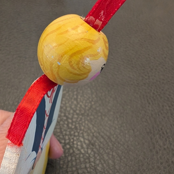 Vintage Wooden Folk Art Ornament Hand Painted Woman in Traditional Dress - Picture 11 of 11